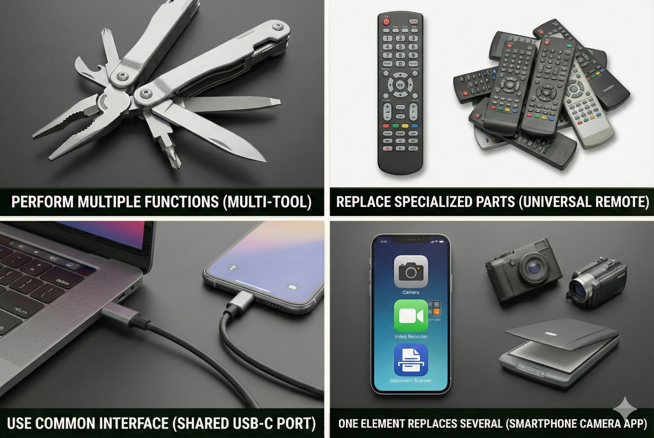 Multi-tool illustrating universality across different tasks